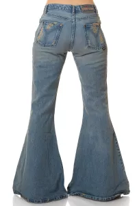 Damen Jeans Mega Schlaghose Destroyed W29/L34